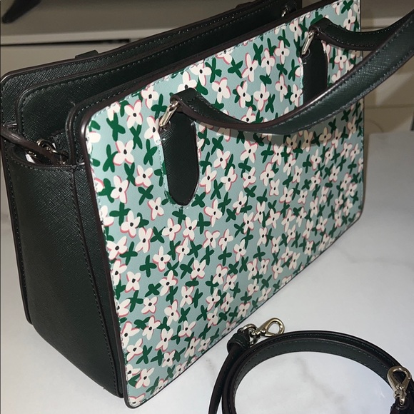 Kate Spade Floral Satchel in Green and White - Picture 4 of 5